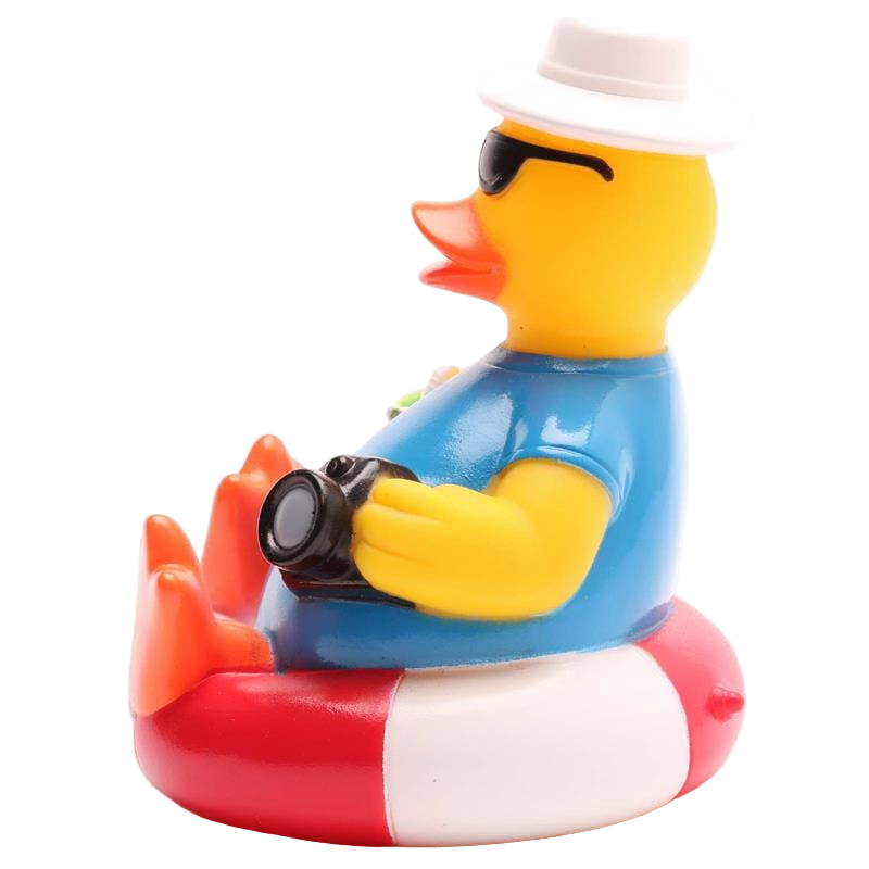 Pato turista en una boya