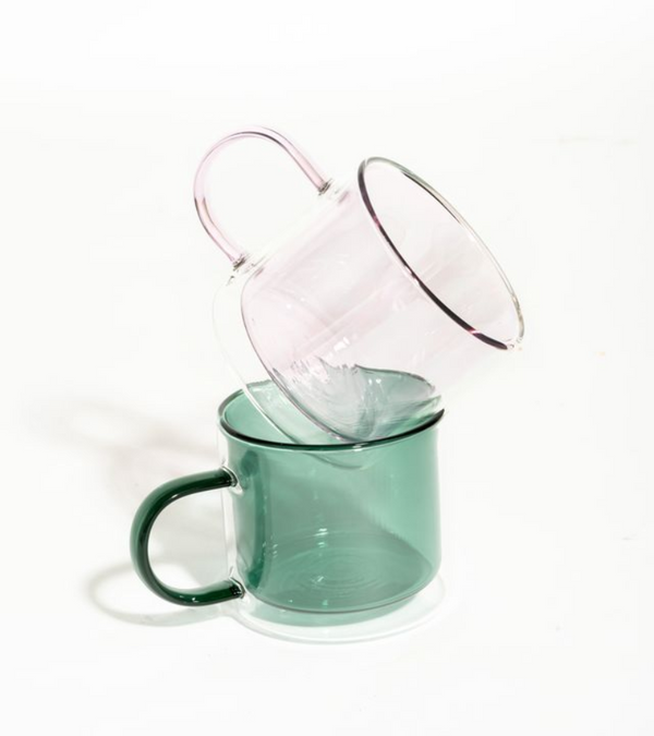 Set de tasses double paroi en borosilicate Pair-a-tea rose-vert