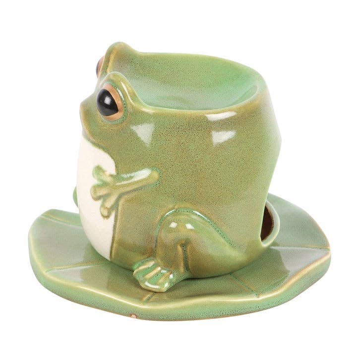 Brûleur à huile en forme de grenouille sur nénuphar