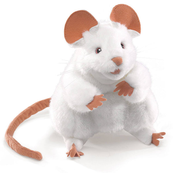 Marionnette à main Souris blanche/Souris blanche 2219 Folkmanis réaliste