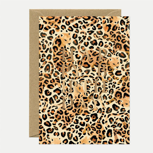 Leopard - Carte de voeux - Feuille dorée