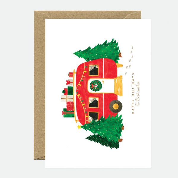 Xmas Caravan - Carte de voeux - Feuille dorée