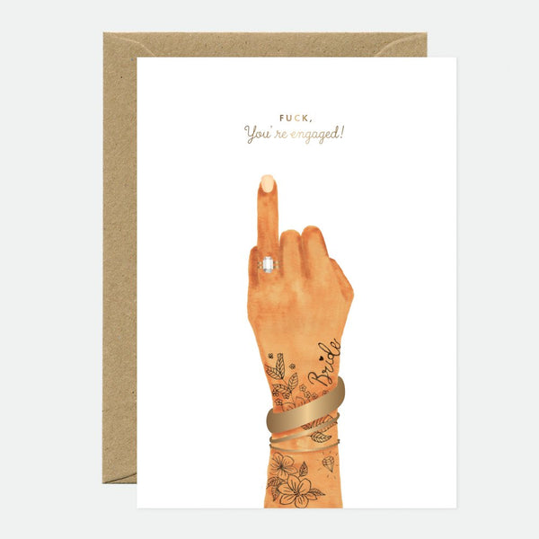 F*ck you're engaged - Carte de voeux - Feuille dorée