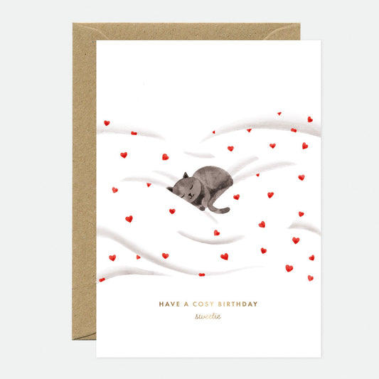 Cosy Cat - Carte de voeux - Feuille dorée