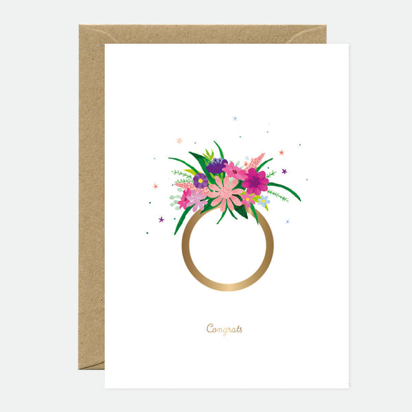 Flower Ring - Carte de voeux - Feuille dorée
