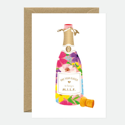 MILF Bottle - Carte de voeux - Feuille dorée