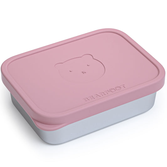 Brotdose Kinder Edelstahl mit Silikoneinsatz - Rosa