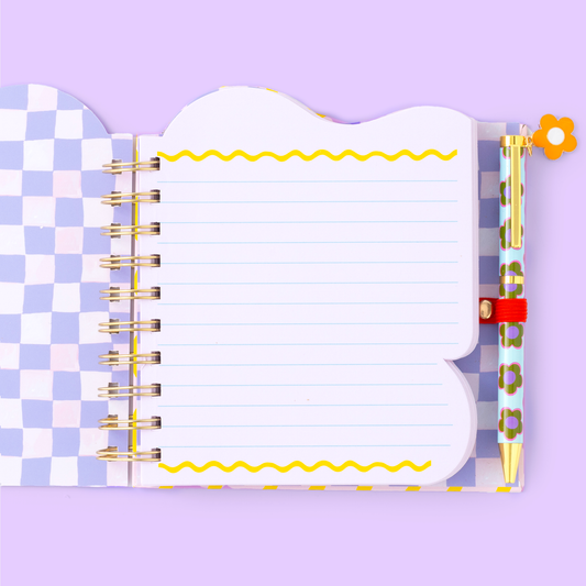 Cuaderno con forma de regla para niñas y bolígrafo