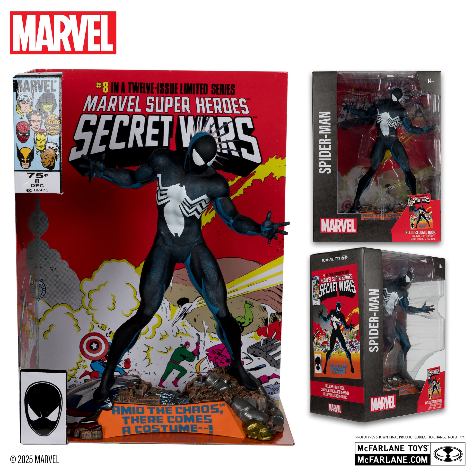 spider man 1 6th scale collectible with scene comic marvel super heroes secret wars 8 mcfarlane toys