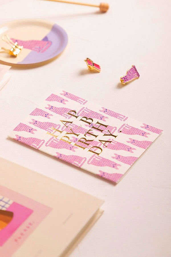 Happy Birthday Stinky Cat - Greeting Card - Gold Foil