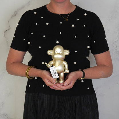 Adorno - Figura colgante de mono suelto 'La Leyenda' - Poliresina - Dorado - 11x7x19cm