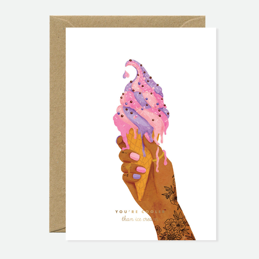Cooler Than Ice Cream - Greeting Card - Gold Foil