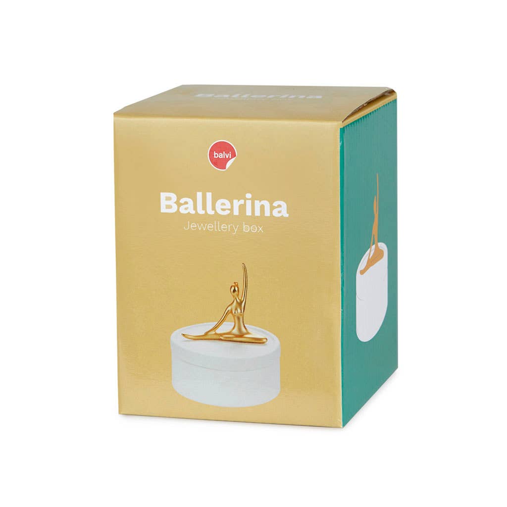 Jewelry box, ballerina, gold, porcelain
