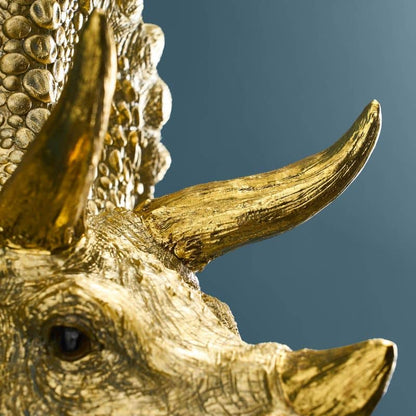 Candeeiro de parede Triceratops Cera Gold, resina, 31,5 x 28,5 cm