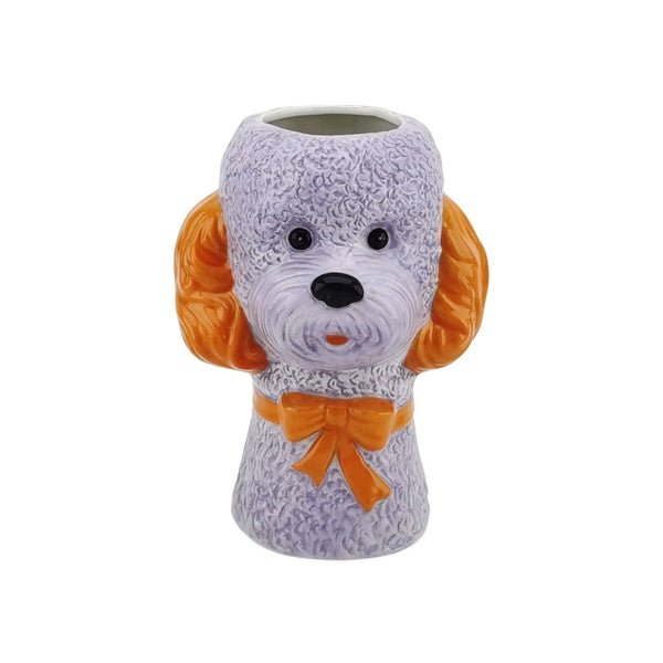 Vaso - Vaso per fiori a forma di cane - Lilla/Arancione - 15,5x12,5x21cm