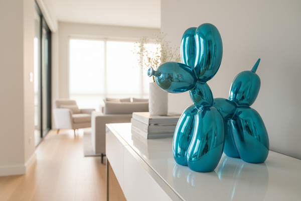 Grande figurine decorative Chien Ballon bleu électrique