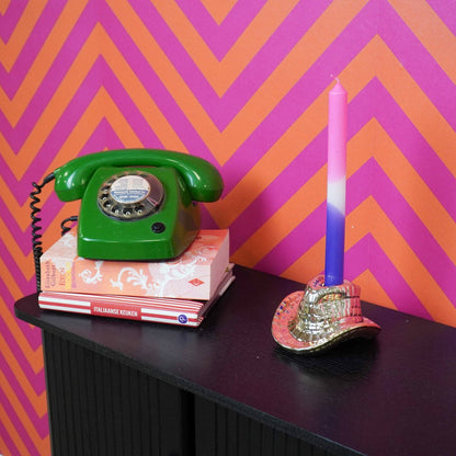 Bougeoir - Chapeau de cowboy - Céramique - Or - 13,5x11x7 cm