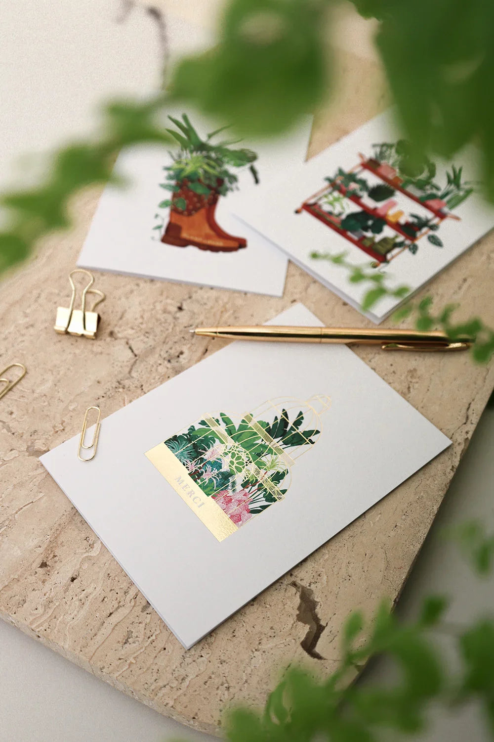 Merci green house - Greeting card - Gold Foil