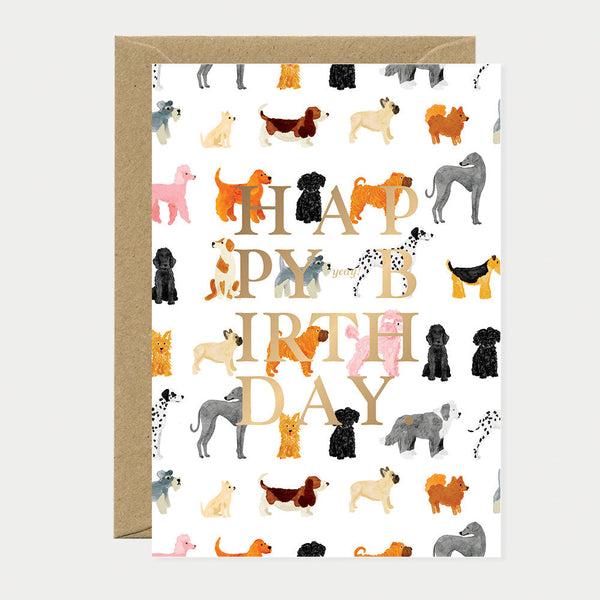 Birthday dogs pattern - Greeting card - Gold Foil