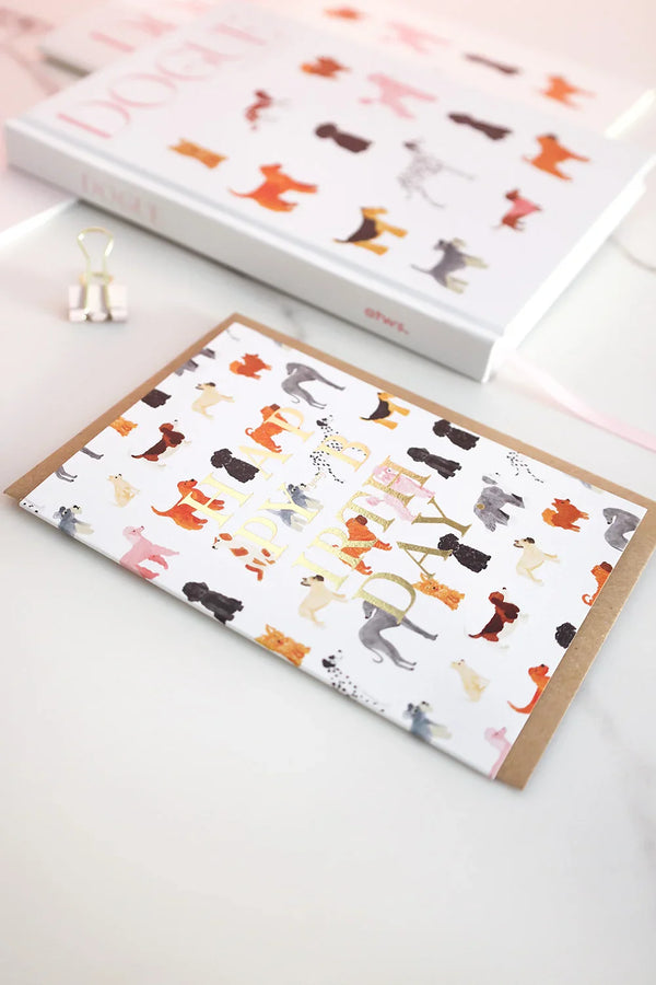 Birthday dogs pattern - Greeting card - Gold Foil