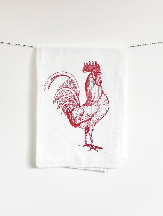 Red Rooster Tea Towel