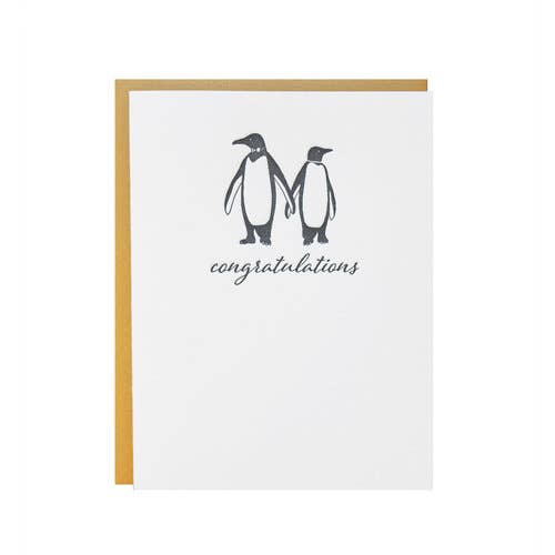 Tarjeta de felicitación de boda - Pingüinos