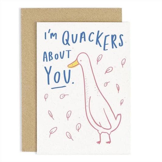 Carte de Vœux Canard "Quackers About You"