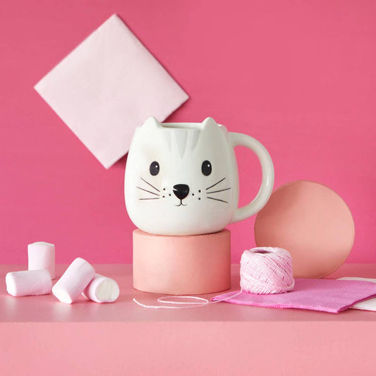 White Cat Round Mug