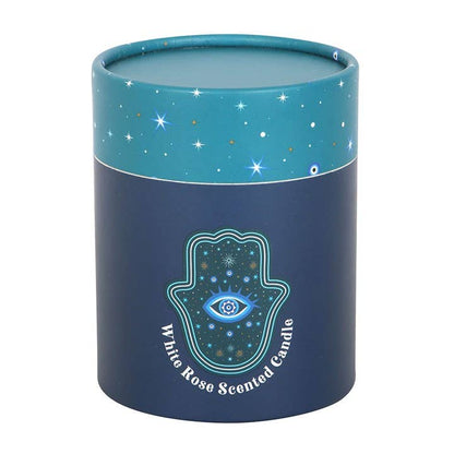 Bougie Main de Hamsa Rose Blanche avec Cristaux