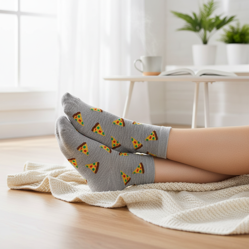Gray Pizza Socks