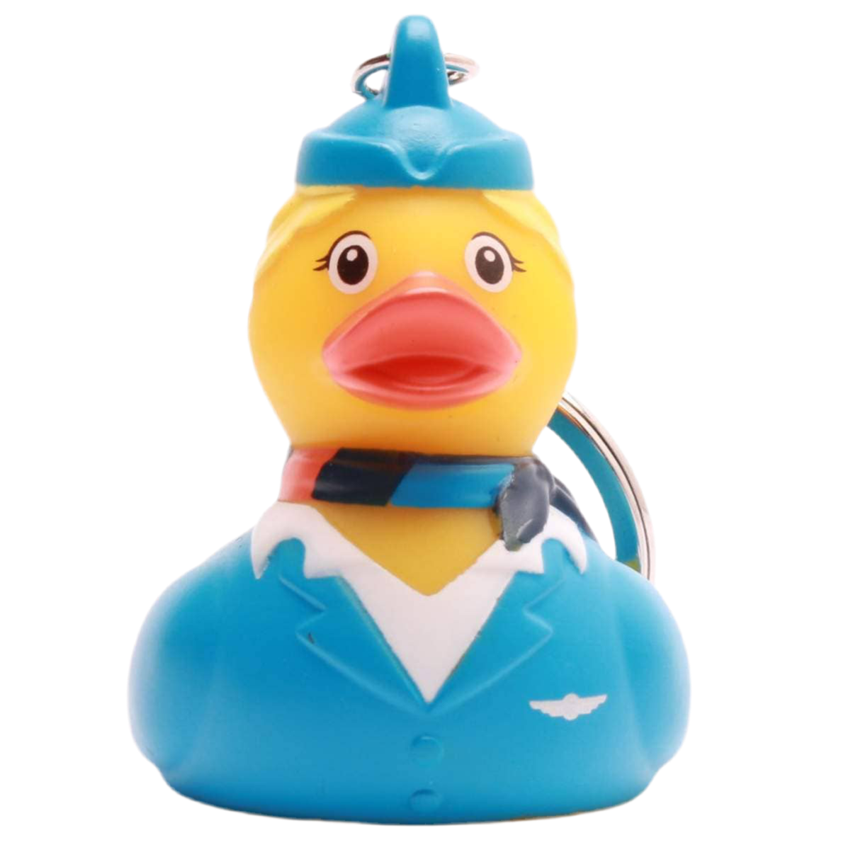 Llavero de pato con azafata rubia