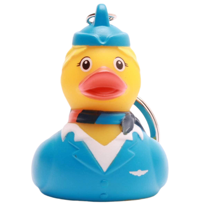 Llavero de pato con azafata rubia