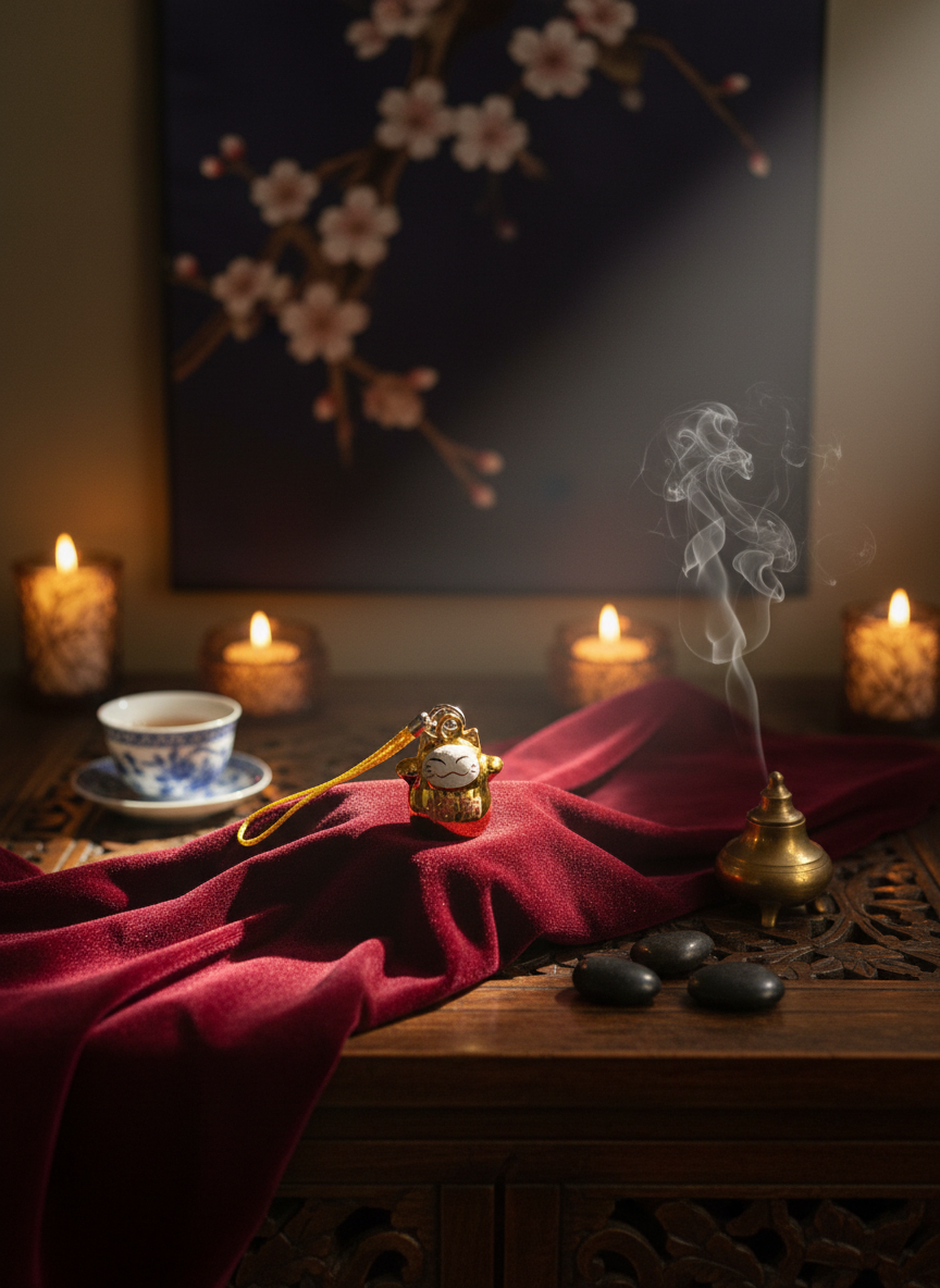 Llavero Daruma Lucky Cat Campanilla