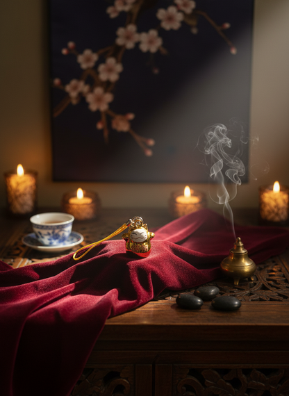 Llavero Daruma Lucky Cat Campanilla