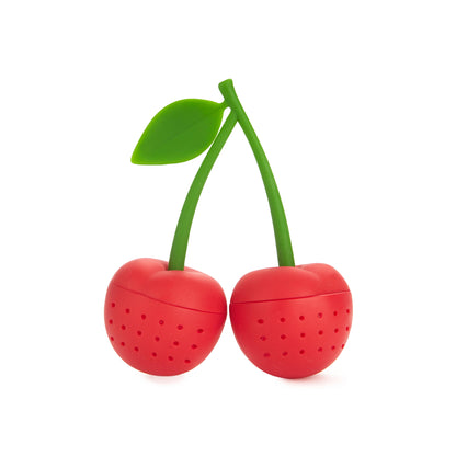 Infusore per tè in silicone rosso ciliegia doppio
