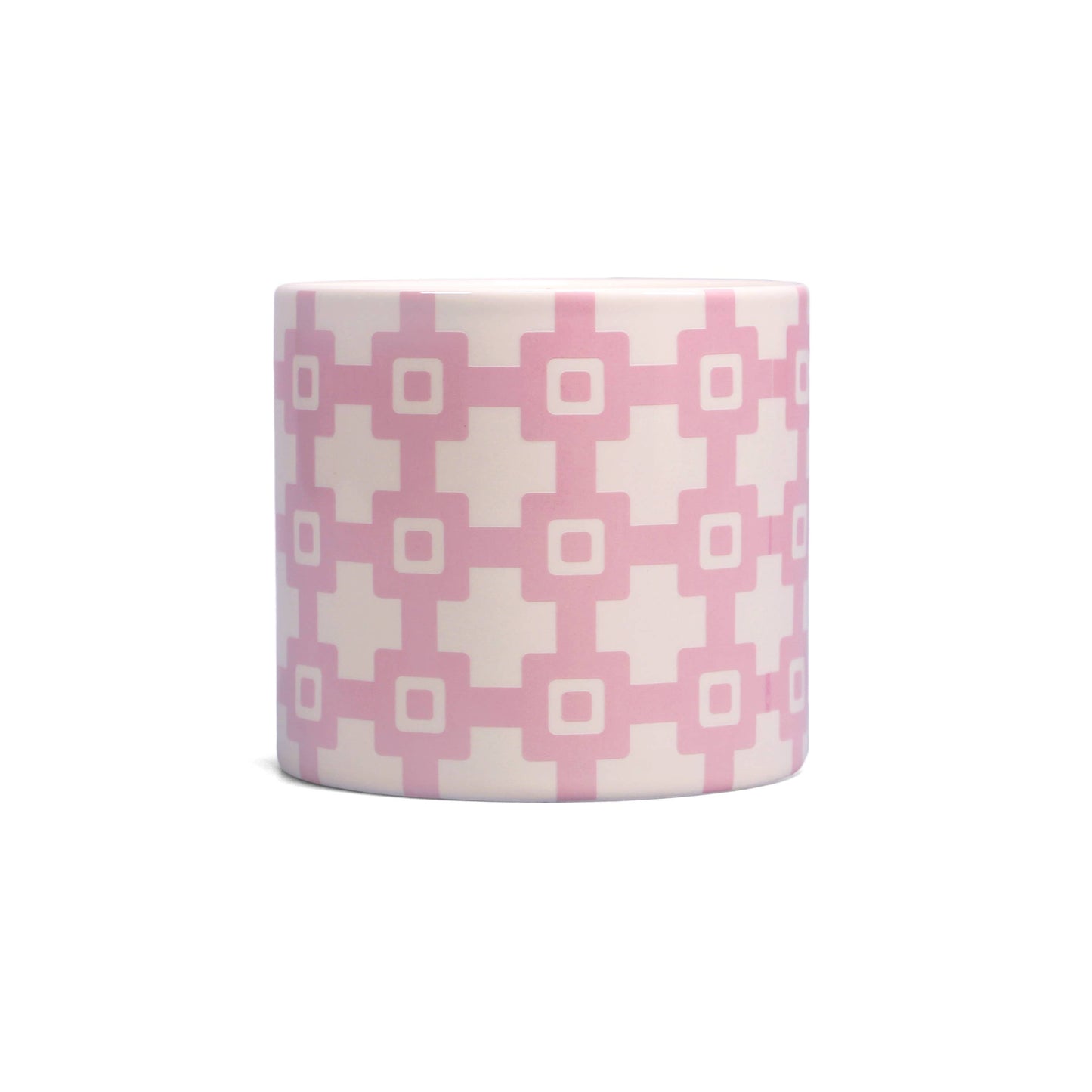Vaso da fiori in ceramica (11 x 11 cm) - Piastrelle (geo rosa)
