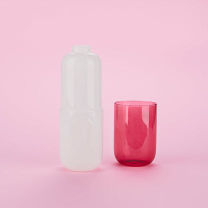 Water Pill Bottle and Drinking Glass