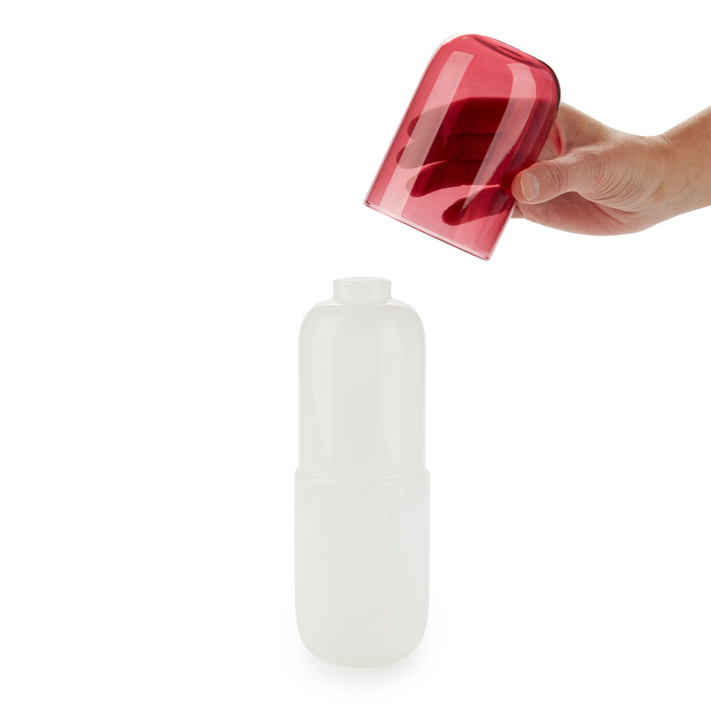 Water Pill Bottle and Drinking Glass