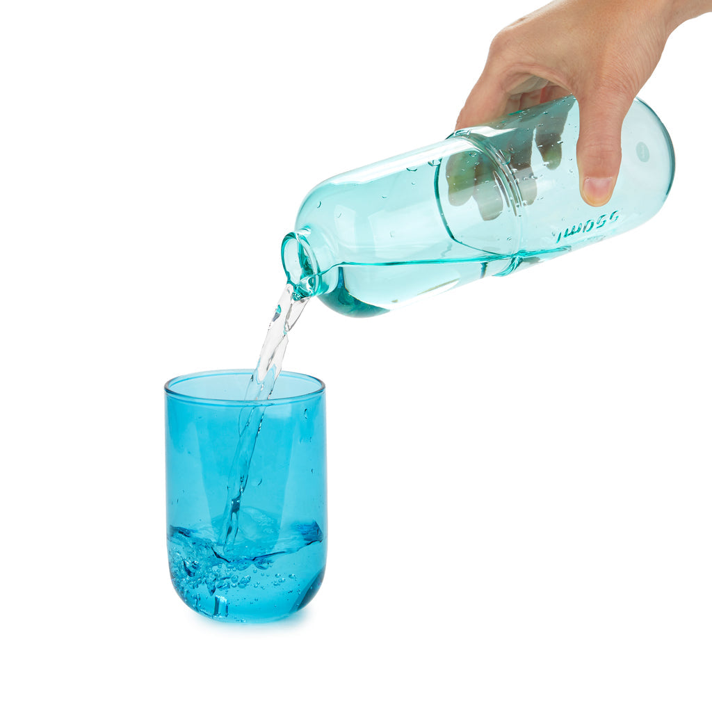 Water Pill Bottle and Drinking Glass
