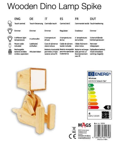 Lampe de table Dino Spike – LED tactile et dimmable Winkee – vue 3