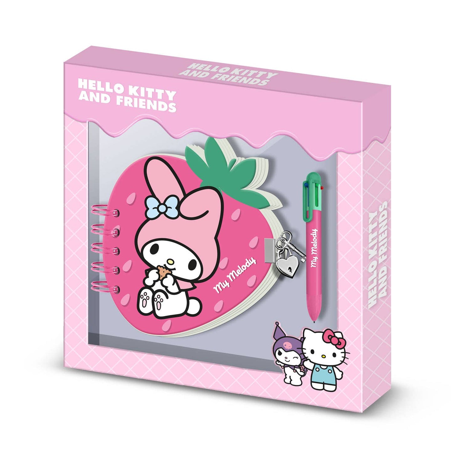 My Melody Strawberry-Pack Diario de fresas + 6 bolígrafos de colores