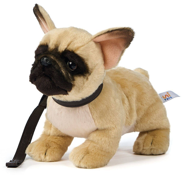 Bouledogue français (beige) - Jouet en peluche avec laisse Uni Toys