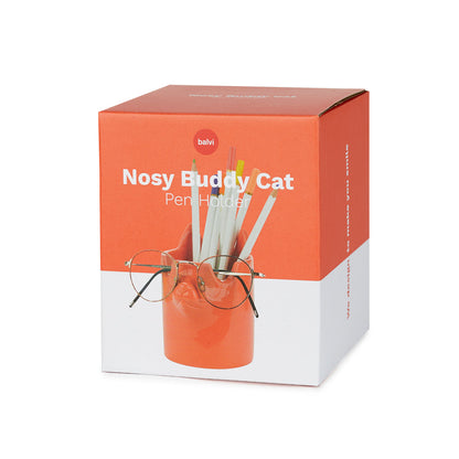 Nosy Buddy Cat Pencil Holder and Glasses Holder