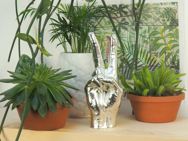 Peace Sign Sculpture Silver