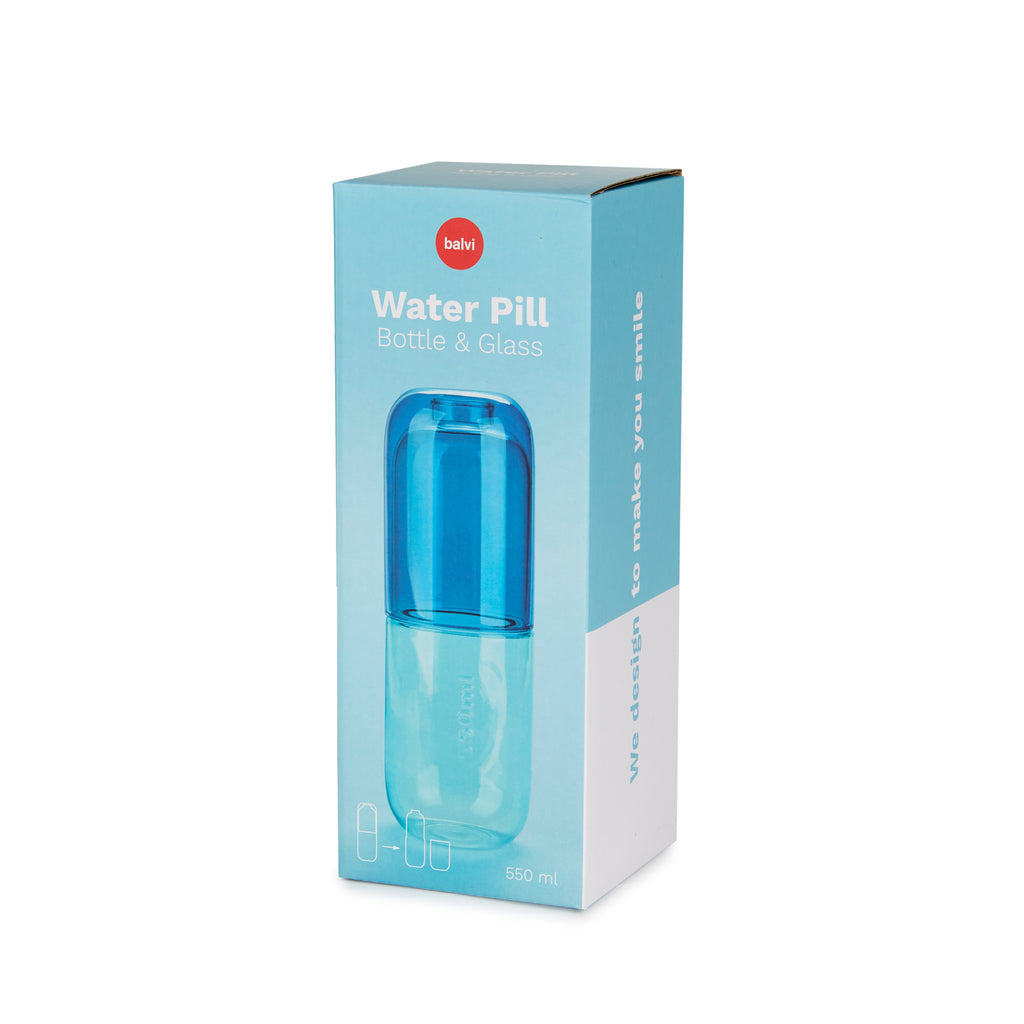 Water Pill Bottle and Drinking Glass