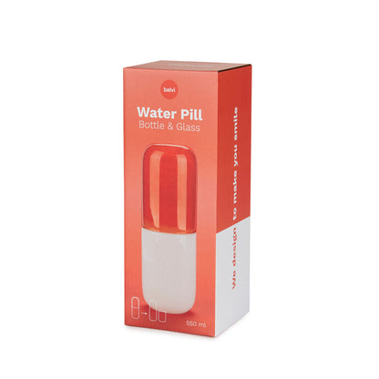 Water Pill Bottle and Drinking Glass