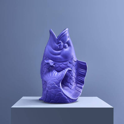 Blubb sculptuur/vaas, matblauw steengoed, 35 x 30 x 44 cm