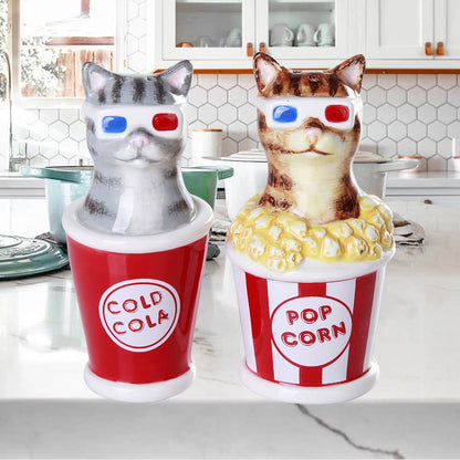 Juego de salero y pimentero de cerámica 3D con gatitos