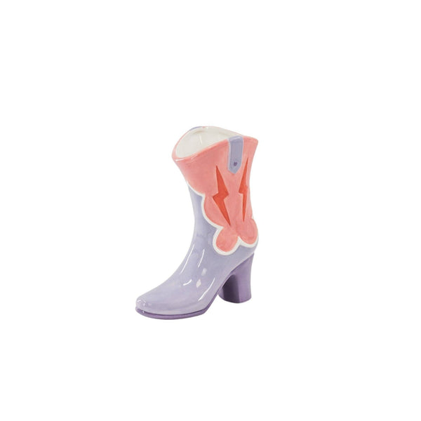 Vase à fleurs - Vase en forme de botte - Céramique - Rose/Lilas - 16,5x10,5x26,5cm