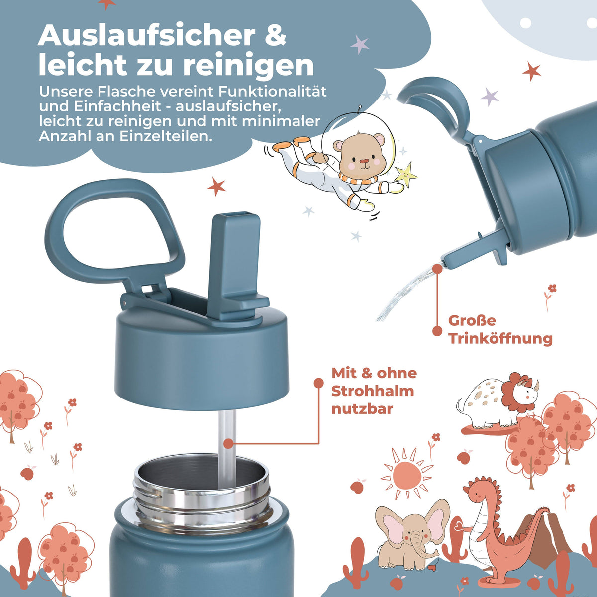 Thermo Kinder Trinkflasche Edelstahl - Traktor